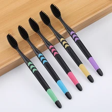 10 шт. набор здоровых зубных щеток для дома мягкие волосы унисекс для взрослых тонкие семейные десны уход бамбуковый уголь нескользящая ручка зубы случайный цвет