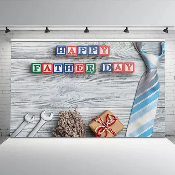 

Neoback Fathers Day Photography Background Photo Backdrop for Photo Studio Wood Tie Banner for Photo Booth Pictures