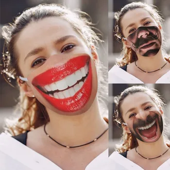 

3D Unisex Adult Printed Protective Mask Funny Face Outdoor Mouth Breathable Cycling Mask Reusable Anti-dropping Mask mascarillas