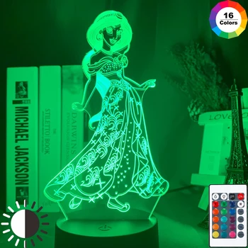 

Aladdin Princess Jasmine Figure Led 3d Night Light Gift for Girl Bedroom Home Decoration Nightlight Colorful Led Lighting Lamp