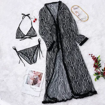 

Fashion Women's Pajamas Sets Sexy Spring Long Sleeve Printing Fashion Sleepwear Sets pyjama femme 3 pieces coton #30