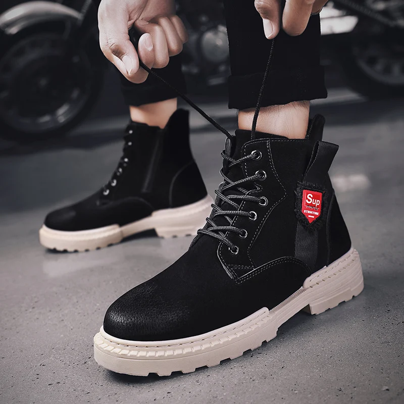 

Winter platform Martin boots men's Korean version of the trend of non-slip boots England casual tide shoes winter youth high sho