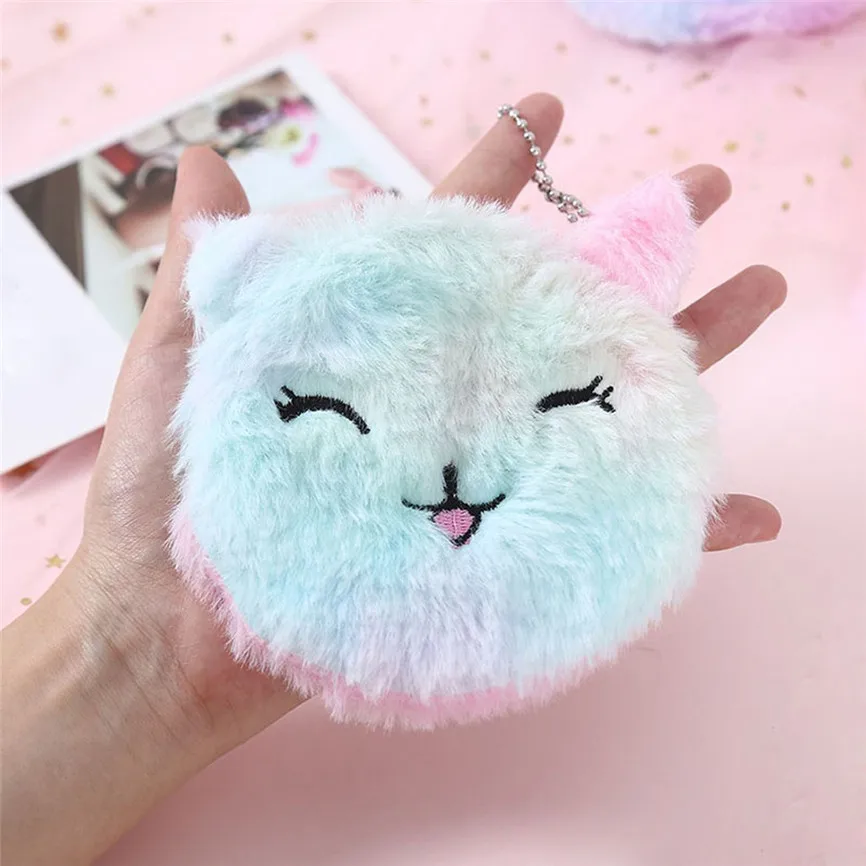 Милый детский кошелек плюшевый мультяшный Кошелек для монет женская сумочка с