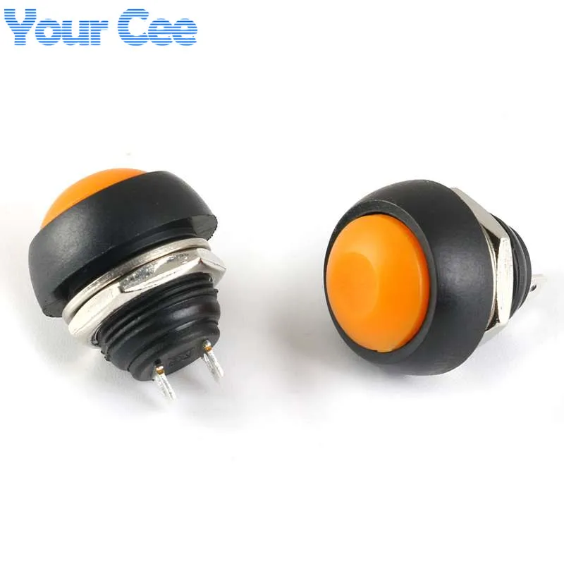 RedGreenWhiteBlackBlueYellowOrange ON-OFF 12mm Waterproof Momentary Push button Mini Switch Reset Non-locking PBS-33B