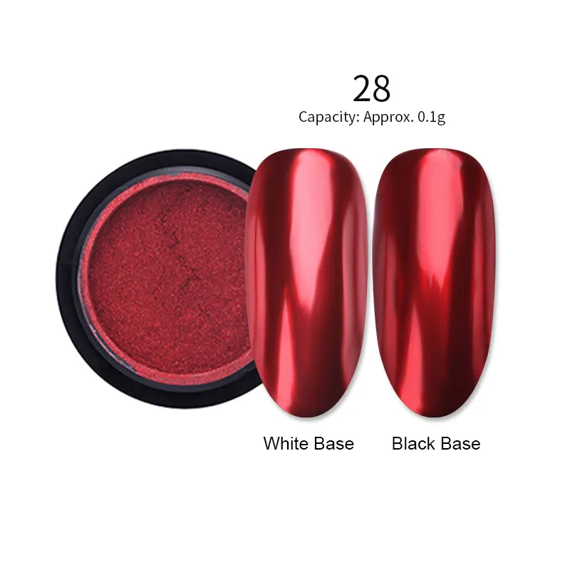 color28 0,5 г зеркальный блеск для ногтей порошок металлический цвет УФ-гель для дизайна ногтей Полировка хромированные хлопья пигментная пыль украшения Маникюр - Цвет: color28