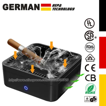 

Air Purifier Smokeless Ashtray for Cigarette Smoker, USB Rechargeable Smoke Grabber Ash Tray for Indoor Outdoor Home Office Car