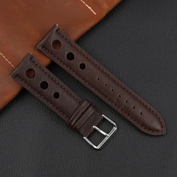 Premium Handmade Genuine Leather Racing Watch Strap with Quick Release - Brown, Coffee, Black - 22mm (Coffee)
