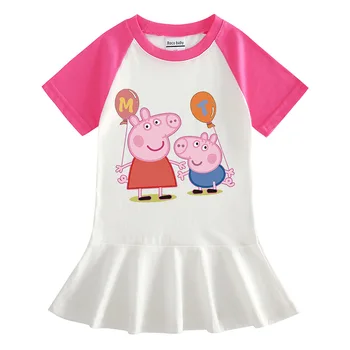 

Original Peppa Pig Skirt Girl Summer Cotton Breathable Short-sleeved Dress Cartoon Princess Pleated Skirt Anime Birthday Gift 2
