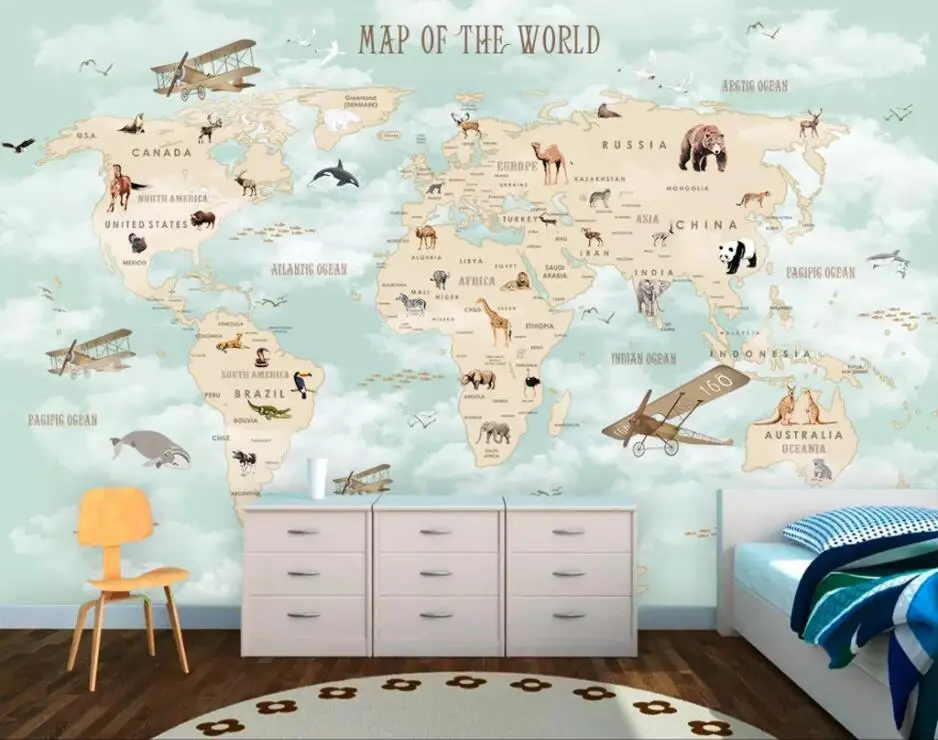 Mural, Cartoon World Background, Papéis de parede