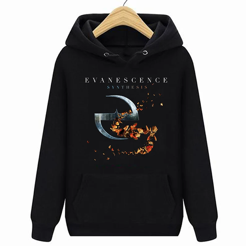 Черный Официальный Evanescence синтез толстовки с капюшоном и свитшоты в любом месте, но дома открытой двери пал - Цвет: Черный