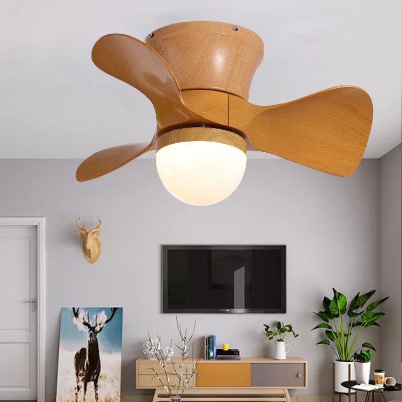 

LED Ceiling Fan Light Retro Modern Ceiling Fan Minimalist Macaron Restaurant Light LED Ceiling Fan with Lights Remote Control