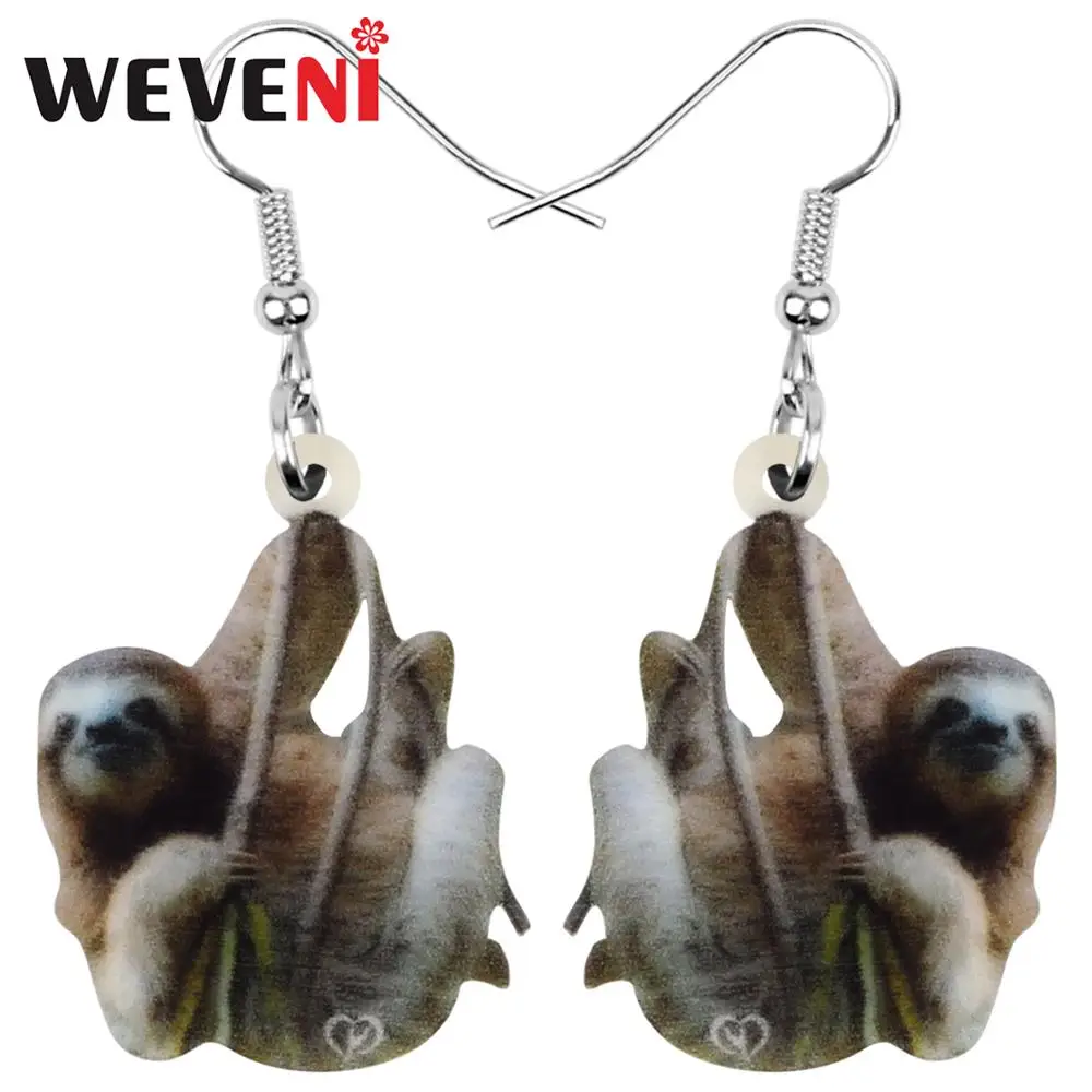Акриловые южноамериканские серьги WEVENI Sloth Bradypod висячие с животными ювелирные