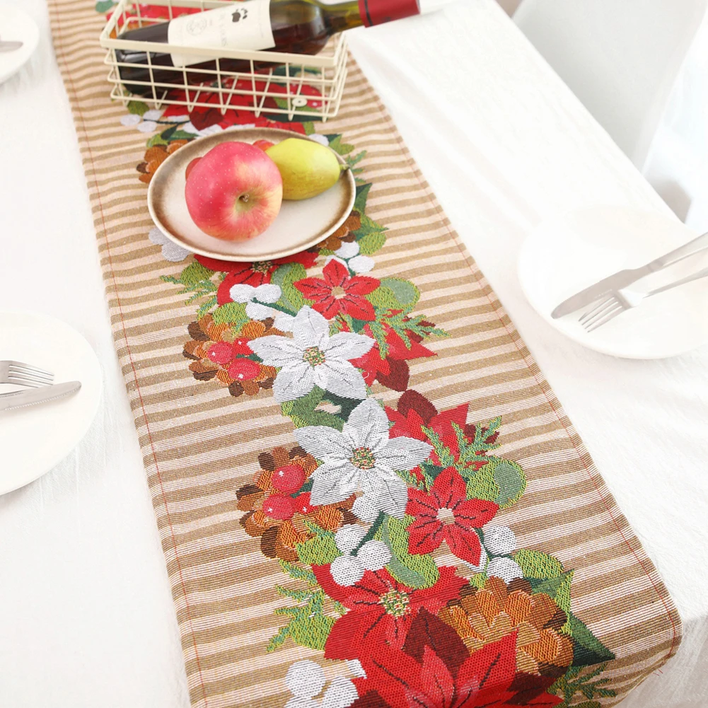 Printed Tassel Tablecloth Placemat Hotel Home Festival Decoration Christmas Decoration Linen Printed Table Flag Table Runner