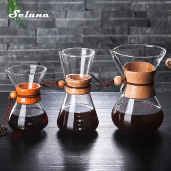 

Seluna Glass Coffee Kettle with Stainless Steel Filter Drip Brewing Hot Brewer Coffee Pot Dripper Barista Pour Over Coffee Maker