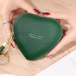 New Love Heart-shaped Coin Purses Women Mini Change Purses Cute Coin Pocket Wallets Key Chain Card Holder Zipper Pouch Wallet