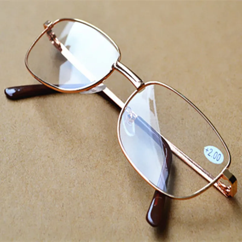 Полная оправа из сплава, очки для пресбиопии с линзами из смолы, удобный светильник, прозрачные мужские и женские очки для чтения с+ 1,0 1,5 2,0 2,5 3,0 3,5 4 - Цвет оправы: Gold