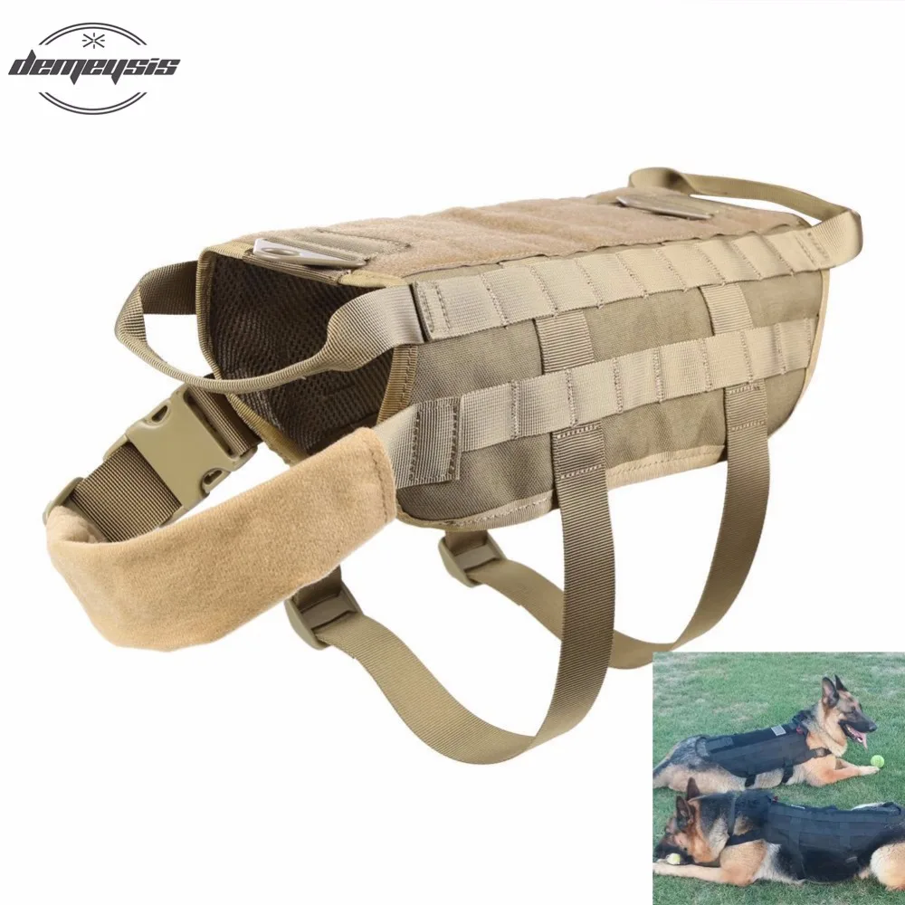 

Tactical Military 1000D Nylon Training Dog Harness Tactical Hunting K9 Dog MOLLE Vest Harness Combat Dog Vest M L XL