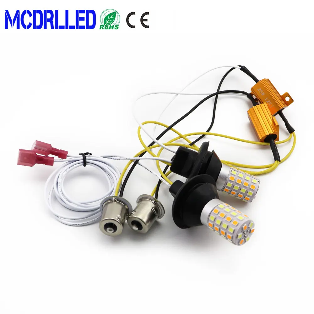 Двойной Цвет 7440 Canbus Smd 54 светодиода T20 W21w Wy21w дневные ходовые огни светильник режим