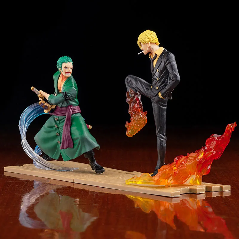 18CM Japanese Cartoons Anime Action Figures One Piece 18Cm Roronoa Zoro Vinsmoke Sanji Collection Model Toys Child Birthday Gift