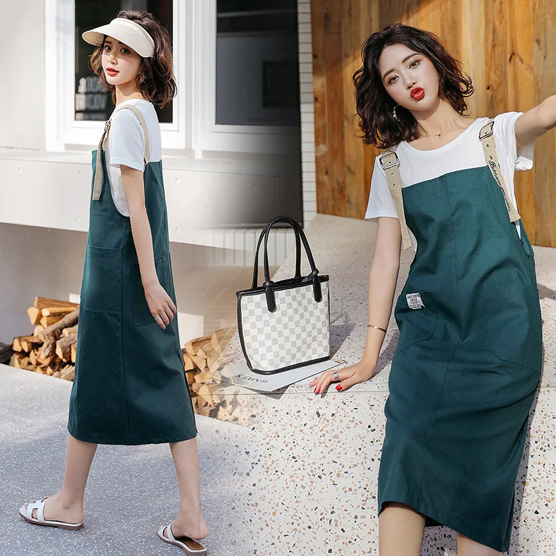 

Summer Dress Two-Piece Women's 2019 New Style Mid-length by Age Western Style Students Cowboy Suspender Strap Skirt Suit