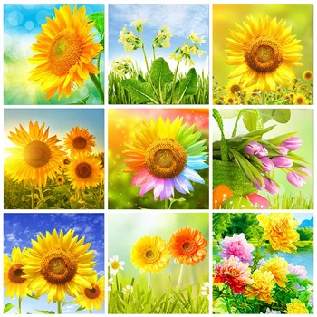 

HUACAN 5D Diy Diamond Embroidery Full Square Sunflowers Cross Stitch Painting Home Decoration Gift