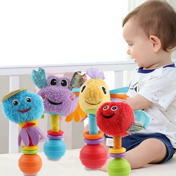 

Infant Rattles Cartoon Animal Hand Bell Plush Toy BB Stick Rattle Baby Toys Handbell Stuffed Soft Infant Multifunctional Gift