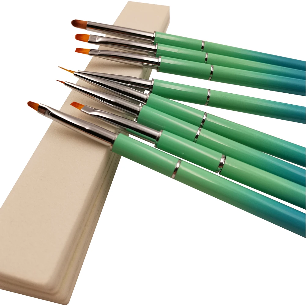 8 стилей Кисть для ногтей акриловое УФ градиентное покрытие гелем ручка для рисования постепенно зеленый металлический стержень инструмент для маникюра ногтей Гелевая Кисть+ Bgirl B035G