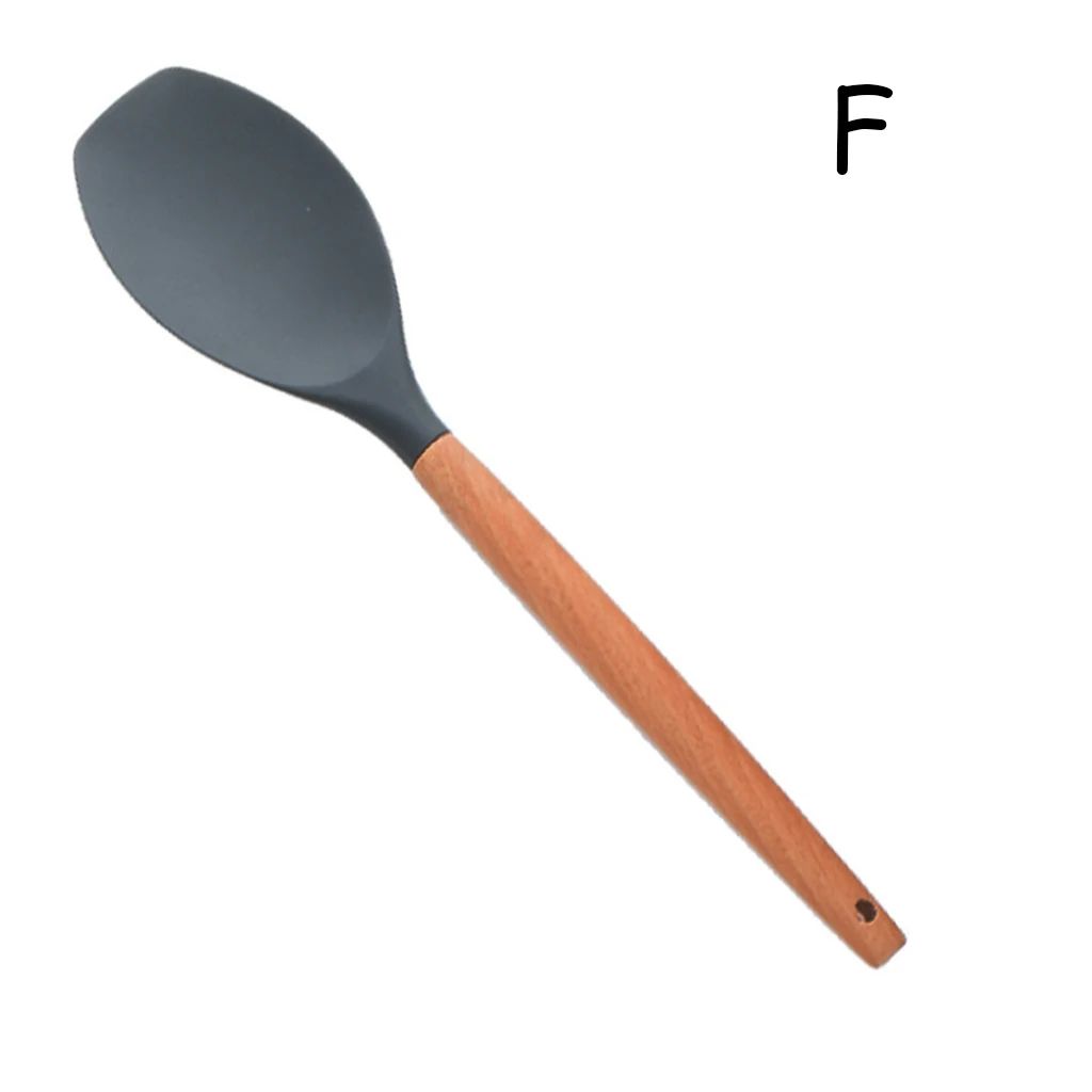 Silicone Spatula Heat-resistant Soup Spoon Non-stick Cooking Cookware Kitchen Tools None Toxic Bamboo Handles Cooking Tool 1 Pcs - Цвет: scratch shovel