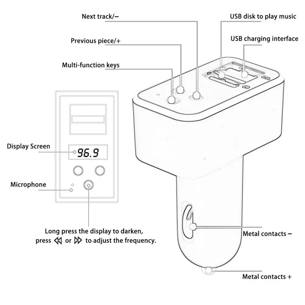 EC736 Интеллектуальный двойной зарядное устройство usb MP3 музыкальный плеер Поддержка FM радио Hands Free вызов адаптер