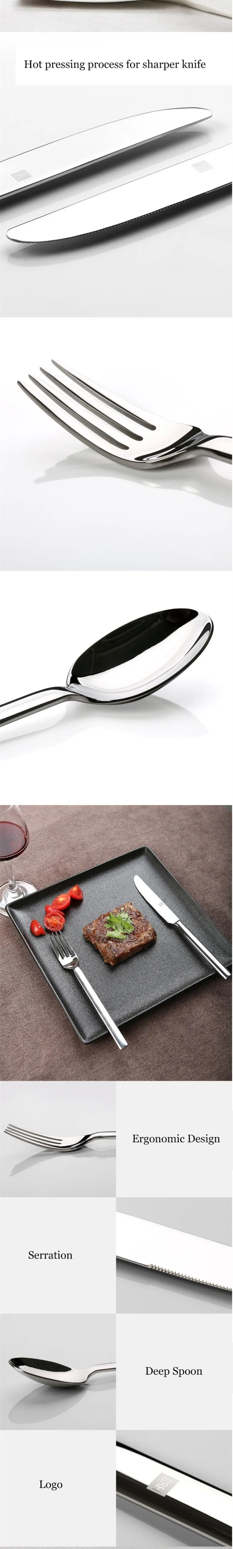 Набор столовых приборов Xiaomi Mijia Huohou, ножи ложки, вилки, столовые приборы из нержавеющей стали, столовые приборы