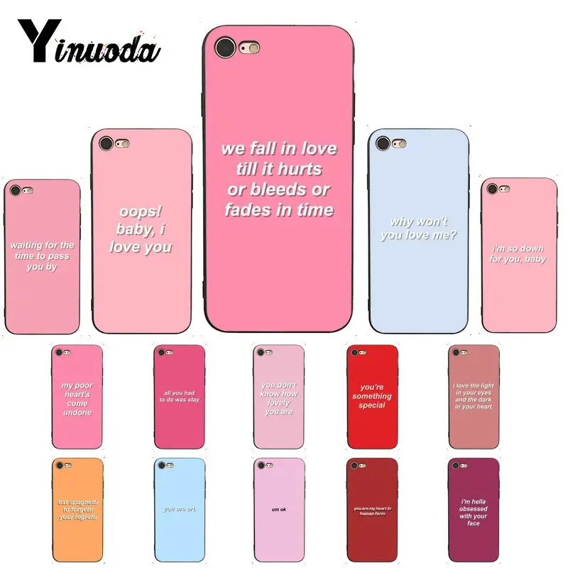 Yinuoda love Text розовый черный мягкий чехол для телефона из ТПУ iPhone 11 pro XS MAX 8 7 6 6S Plus X 5 5S