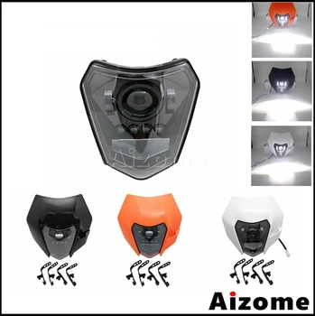 

Universal Motorcycle Headlight Fairing LED Supermoto Headlamp Mask For KTM Enduro SX F XC XCF W HUSQVARNA FC E X TC E Lightings