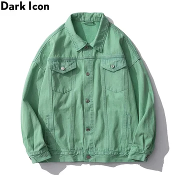 

DARK ICON Solid Color Washing Material Denim Jacket Men Turn-down Collar Men's Jackets Streetwear Outerwear Man Clothes