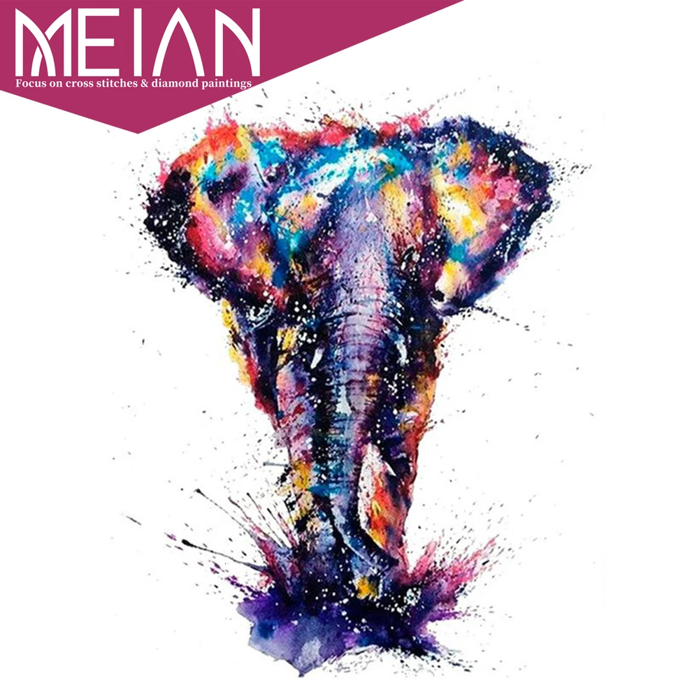 2020 Meian Elephant 5D алмазная картина мозаика слон Сделай Сам Рукоделие полная круглая