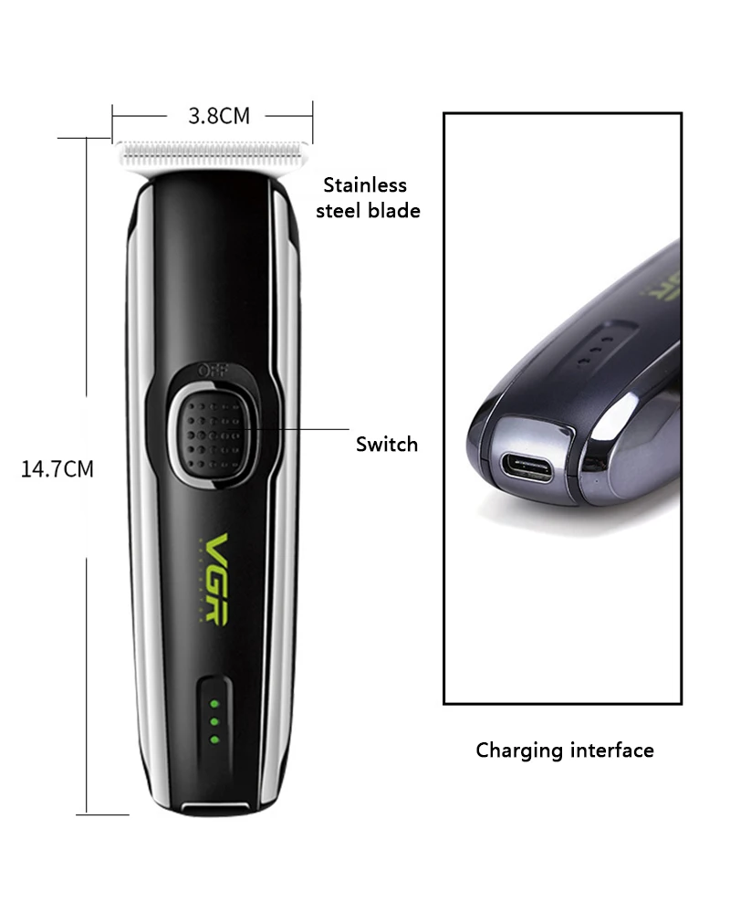 VGR профессиональная электрическая машинка для стрижки волос USB Перезаряжаемый триммер для волос комплект