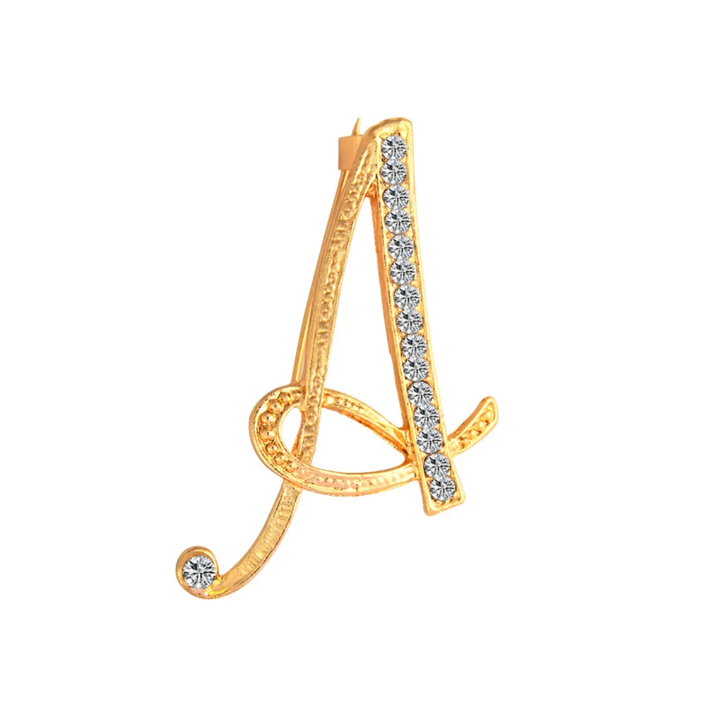 1 Pcs Pins Best Alphabet Letter A-Z Pins Trendy Metal Fashion New Hot Sale Gold-Tone Initial Letter Fashion Brooch Pins - Окраска металла: A