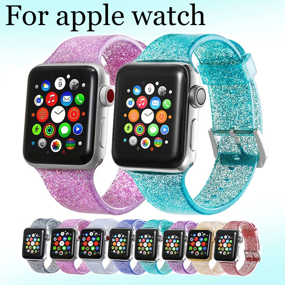 

Bling Strap For Apple Watch band Apple watch 5 4 3 2 1 iwatch 40mm 44mm iWatch band 38mm 44mm Jelly silicone watchband bracelet