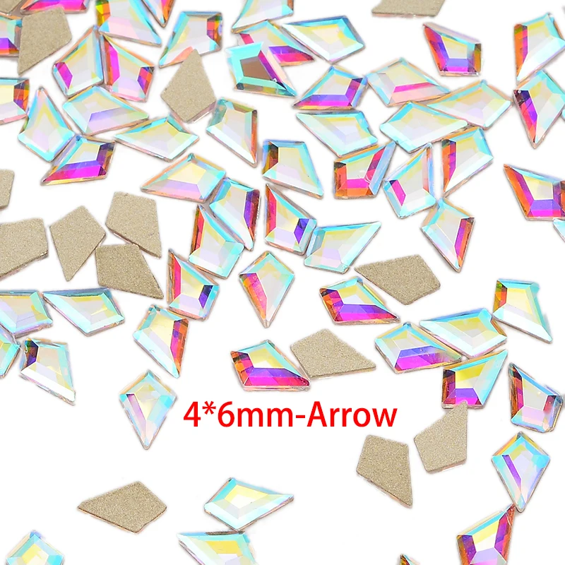 30pcs Golden Back AB Color Flatbacks No-Hotfix Rhinestones CRYSTAL Nail Art Crystal Flat Back Rhinestones For Nails - Цвет: Arrow-4x6mm