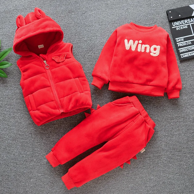

Childrenswear Autumn And Winter New Style 2019 BOY'S Brushed And Thick Three-piece Set CHILDREN'S Suit Girls' Shirt Hair