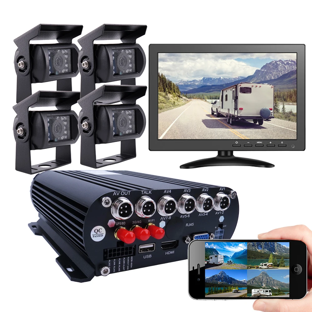 4CH 4G GPS WIFI 1080P HDD автомобильный DVR видеорегистратор набор 10 &quotэкран SONY IP69 задняя