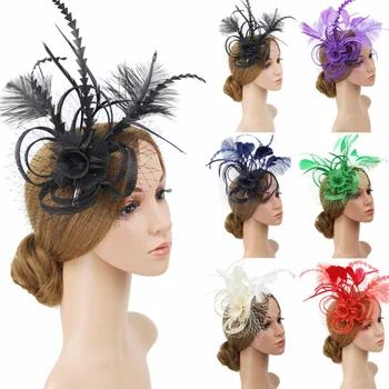 

Mesh Flower Feather Fascinator Headband Hat Wedding Prom Ladies Headpiece
