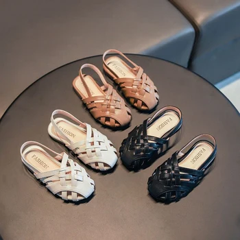 

2020 Girls Sandals Kids Shoes Princess Sweet Toe-capped Anti-kick Beach Sandals For Toddlers Big Children's Soft Summer Shoes