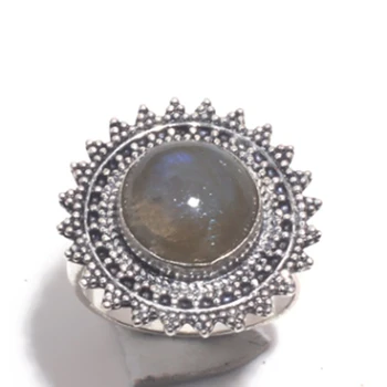 

Genuine Labradorite Ring Silver Overlay over Copper , Hand Made Women Jewelry gift, Size: 9 , R6892
