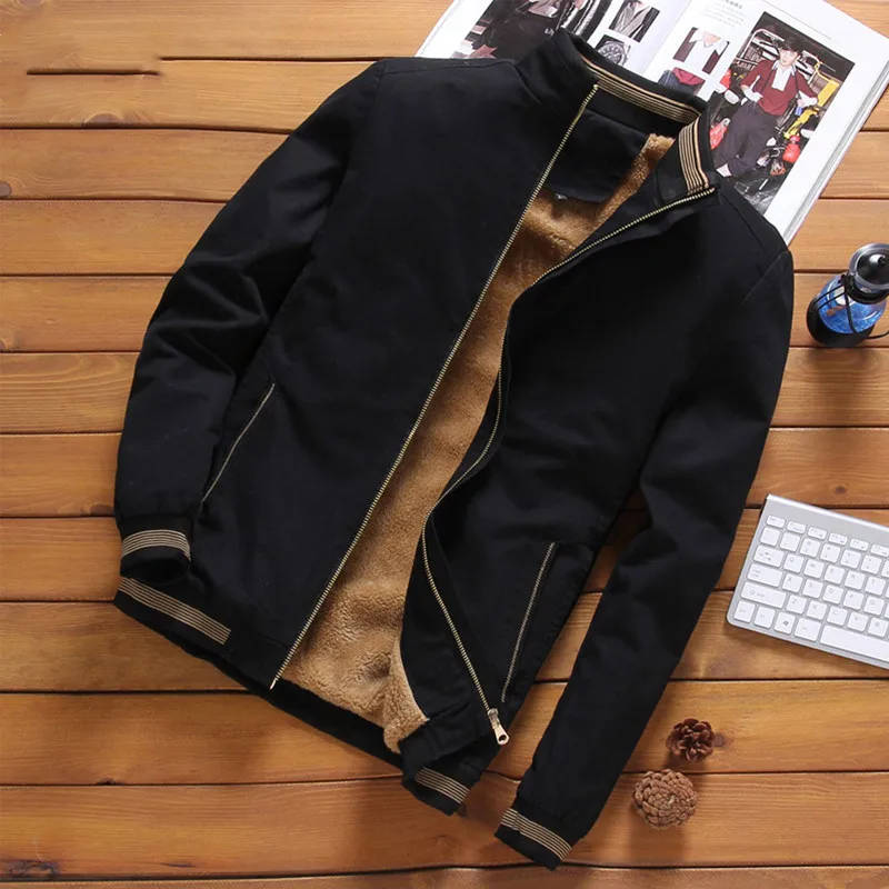 Повседневная мужская куртка, Весенняя Осенняя верхняя одежда, мужские куртки и пальто, мужская куртка, Мужская одежда, бейсбольная куртка со стоячим воротником - Цвет: Черный