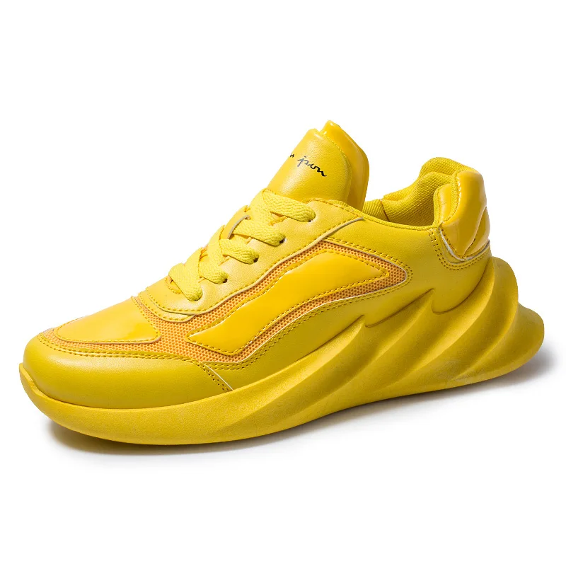 BomKinta Orange Yellow Color Stylish Men Vulcanized Shoes Blade Sole Sneakers Men Leather Upper Male Trainers High Quality - Цвет: Yellow
