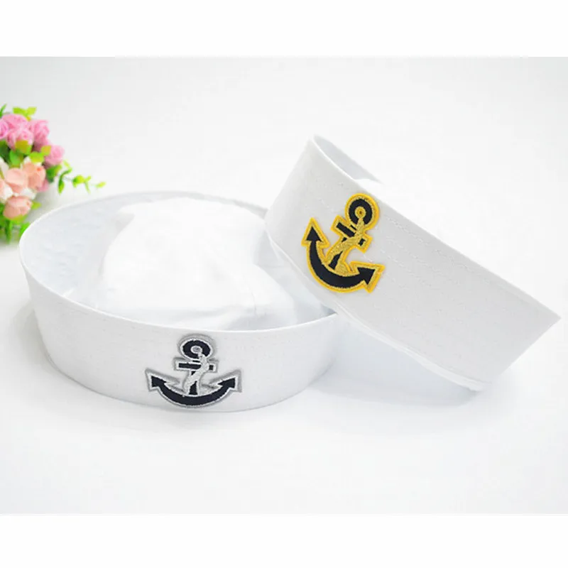 

Military Hats For Adult Sailors Captain White Hat Navy Marine Cap Anchor Sea Boating Kids Children Party Cosplay Festival Hats