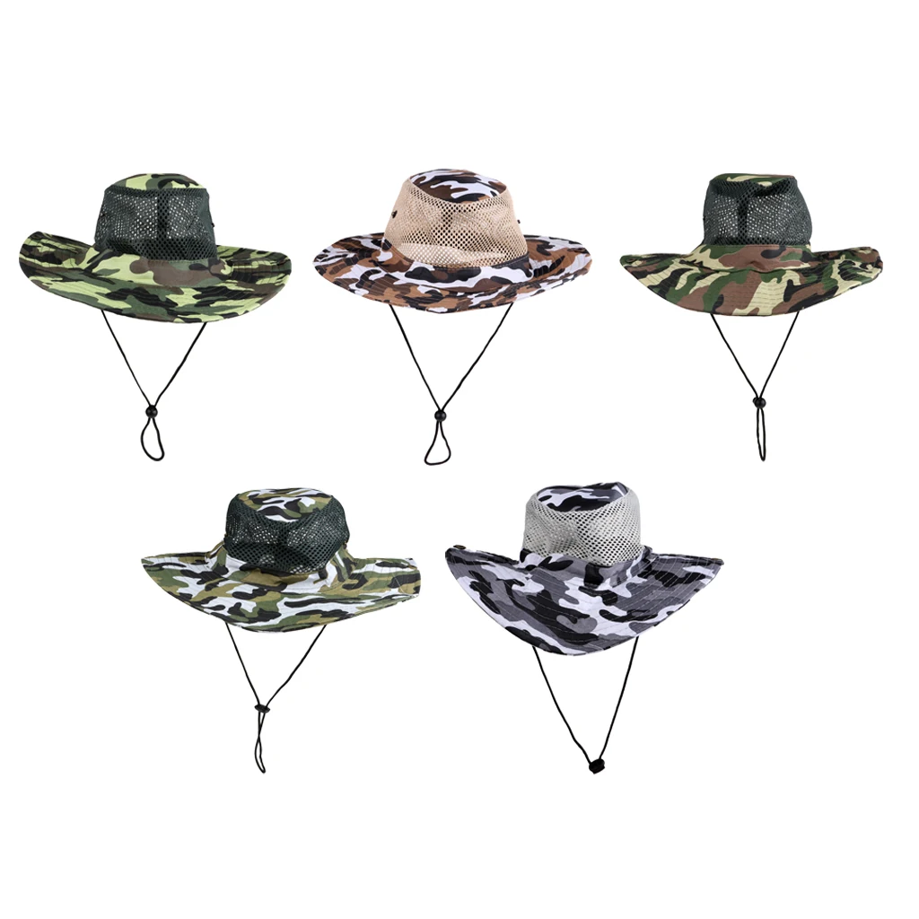 Summer Boonie Mesh Bucket Safari String Hap Cap Men Women Fishing Beach Outdoor Camping Hiking Hat