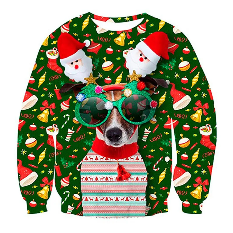 Christmas gift Santa Claus Christmas Deer Snowman 3D Patterned Ugly Sweater Jerseys and Sweaters blouses For Men Women Pullover - Цвет: 4