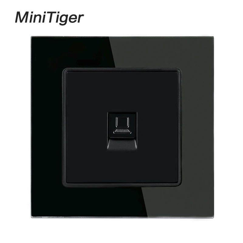 Minitiger Хрустальная стеклянная панель 1 банда RJ45 Интернет Джек CAT6 разъем компьютерная розетка настенный сокет данных