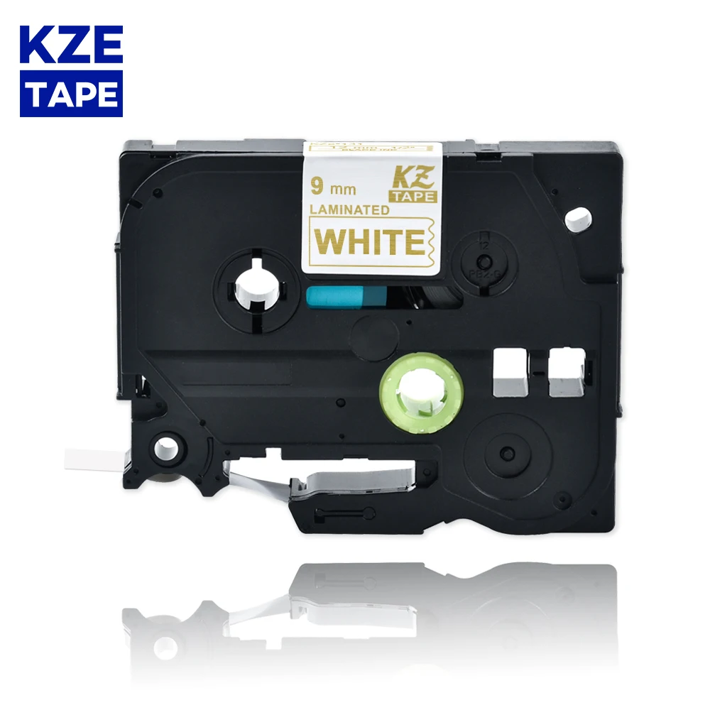 9mm Tze224 골드 화이트 라미네이트 라벨 테이프 카세트 카트리지 라벨 리본 tze 테이프 Tze-224 tze 224 tze224 P-touch PT 용